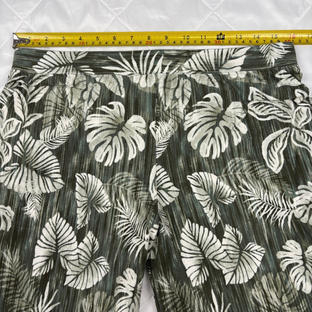 D&Co Beach Tropical Palm Leaf Lounge Set Womens M/L Green Capri Pants Pockets - Picture 12 of 16